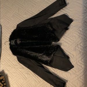 BCBG Max Azria  faux fur jacket, black.
